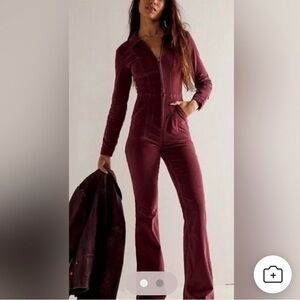 Free People We The Free Jayde Corduroy Jumpsuit Plum S Like New MSRP $178